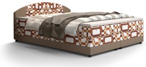 Franciaágy Boxspring 140 cm Orlando Comfort (minta + világosbarna) (matraccal és tárolóhellyel). 1056249