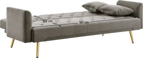 Kihúzható kanapé, szürkésbarna Taupe/gold króm-arany, ALISIA