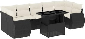 vidaXL 8 részes fekete polyrattan kerti ülőgarnitúra párnákkal