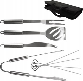 Grill Szett Acél 9 Db-os Spatula Villa Fogó Kés Tokban