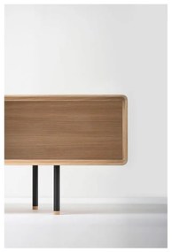 Fekete-natúr színű tölgyfa TV-állvány 200x48 cm Fina – Gazzda