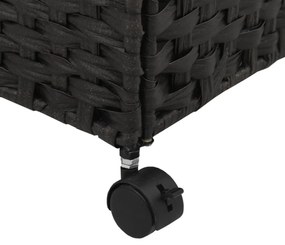 fekete rattan szennyeskosár kerekekkel 60x35x60,5 cm