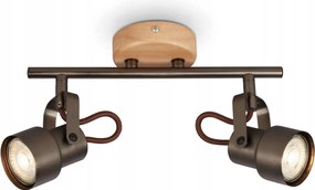 Briloner spotlámpa 2xGU10, Led, antik szürke, fa, 920 lm