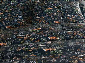 Mikroplüss ágyneműhuzat szett RÓKA ÉS NYÚL sötétzöld + mikroplüss lepedő SOFT 90x200 cm fehér, egyszemélyes