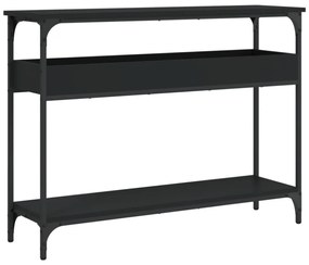 fekete szerelt fa tálalóasztal polccal 100x29x75 cm