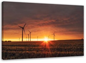 Gario Vászonkép Naplemente és szélmalmok Méret: 60 x 40 cm