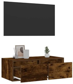 TV szekrény LED világítással füstölt tölgy 75x35,5x25 cm