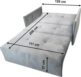 Kinyitható 2-es ülés, világosszürke szövet Riviera, ALANA