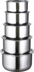 5 db-os rozsdamentes acél tál szett fedéllel Konyhai tál szett 16-24cm