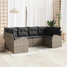 vidaXL Kerti Kanapé Szett párnával 6 pcs Szürke Poly Rattan