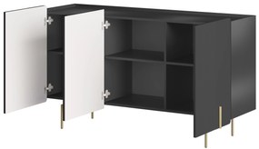Malmi komód 150 cm - fekete matt / arany lábak