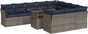 vidaXL 11 részes szürke polyrattan akácfa kerti ülőgarnitúra párnákkal
