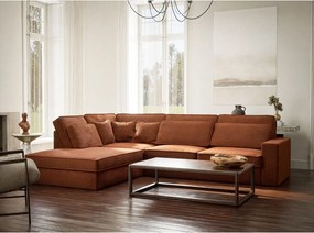 Rézszínű zsenília sarokkanapé (bal oldali-L alakú) Kirou – Maison de Rêve