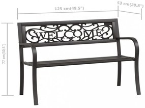 fekete acél kerti pad 125 cm