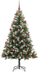 Műanyag csuklós karácsonyfa bolyhos hóval Zöld és fehér 180 cm