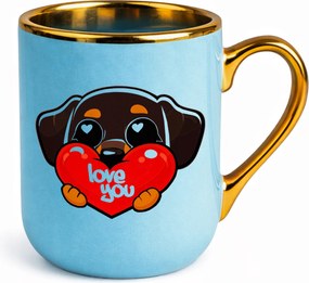 Kék Bögre Ajándék Valentin Napra Tacskó A Férj Barátjának