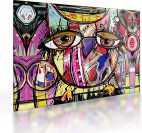 Kép - utca, művészet - bagoly (üvegen) (70x50 cm)
