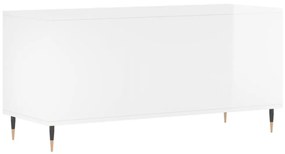 magasfényű fehér szerelt fa hanglemezszekrény 100 x 38 x 48 cm