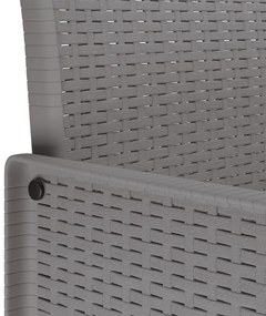 13 részes Kerti Étkező Szett Párnákkal Világosszürke Polirattan, Kerti Asztal Világosszürke 150x100x73 cm Polirattan, Kerti Székek Párnákkal 4 db Világosszürke Polirattan