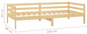 tömör fenyőfa dívány fiókokkal 90 x 200 cm