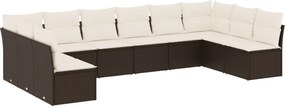 vidaXL 10 részes barna polyrattan kerti ülőgarnitúra párnákkal