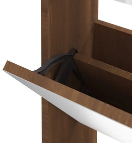 barna tölgyszínű 3 szintes cipőszekrény tükörrel 63x17x102,5 cm