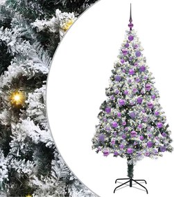 vidaXL Mű karácsonyfa 300 LED-del Fehér 180 cm PVC és Acél és Műanyag