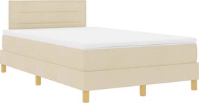 vidaXL LED Box Spring Ágy matracmal leddel Krém 120 x 200 cm szövet