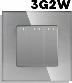 Fénykapcsoló 3G2W Tripla Lépcső Mechanikus Üveg Ezüst Szürke
