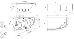 Ravak C571000000 - Sarokkád ROSA 160x95 cm akril/fehér