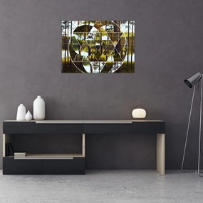 Kép - Geometrikus kollázs a skandináv erdők hátterében (70x50 cm)