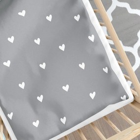 Goldea gyermek pamut ágyneműhuzat kiságyba - szívecskék, szürke alapon 90 x 130 és 40 x 60 cm
