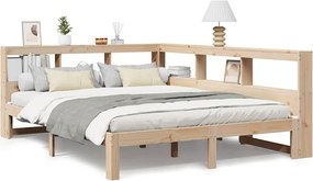 vidaXL tömör fenyőfa könyvespolcos ágy matrac nélkül 160 x 200 cm