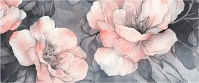 Kép - Virágok vázlata (120x50 cm)