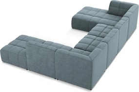 Kék buklé sarokkanapé (U alakú) Aloha – Makamii