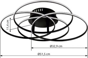 Globo 67355-55 Mennyezeti lámpa, fém fekete matt, alumínium fekete matt, műanyag fehér, forgatható, ø: 515mm, M: 114mm, tartozék: LED 55W 230V, 6650lm forrás, 3750lm kimenet, 4000K