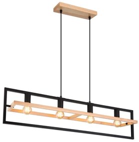 Globo 15575-4H - Kábellel függesztett ERICA csillár 4xE27/40W/230V fekete/bézs