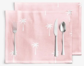 Goldea pamut reggeliző alátét - pálmák pasztell rózsaszín alapon - 2db 30 x 40 cm