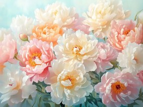 Vászonkép Canvas Dekoráció Csokor Virágok Bazsarózsa 80x60