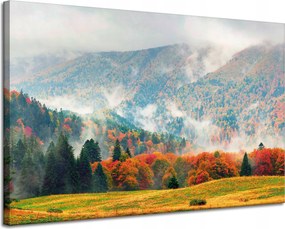 Vászonkép Hegy Erdők Rétek Felhők Természet 120x80 cm