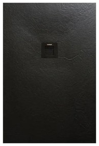 AREZZO design SOLIDSoft zuhanytálca 100x80 cm, FEKETE, színazonos lefolyóval (2 doboz)