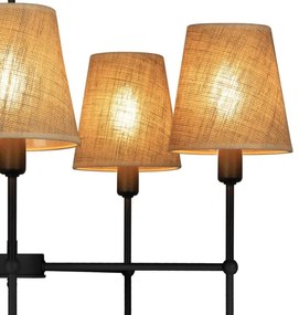 Rúdos csillár MADELA 5xE14/40W/230V juta/fekete