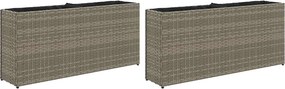 vidaXL 2 db szürke polyrattan kerti ültetőláda 2 cseréppel 90x20x40 cm