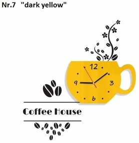 Dekoratív konyhai óra Coffee House Tmavožltá