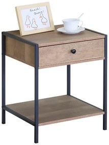 Intenso Home kisasztal / éjjeliszekrény fiókkal 40 x 40cm fém lábbal modern tölgy színben hálószobába nappaliba | Masszív fém váz