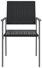 2 db fekete polyrattan kerti szék 54 x 62,5 x 89 cm