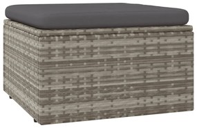 Szürke polyrattan kerti lábtartó párnával 55 x 55 x 30 cm