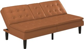 Konyakbarna bőrutánzat kinyitható kanapé 191 cm Maine – Støraa