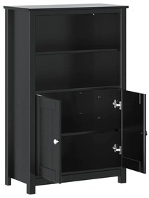 BERG fekete tömör fenyőfa fürdőszobaszekrény 69,5 x 34 x 110 cm