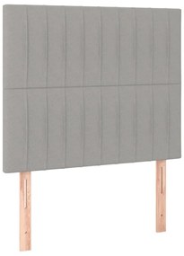 világosszürke szövet rugós és LED-es ágy matraccal 120 x 200 cm